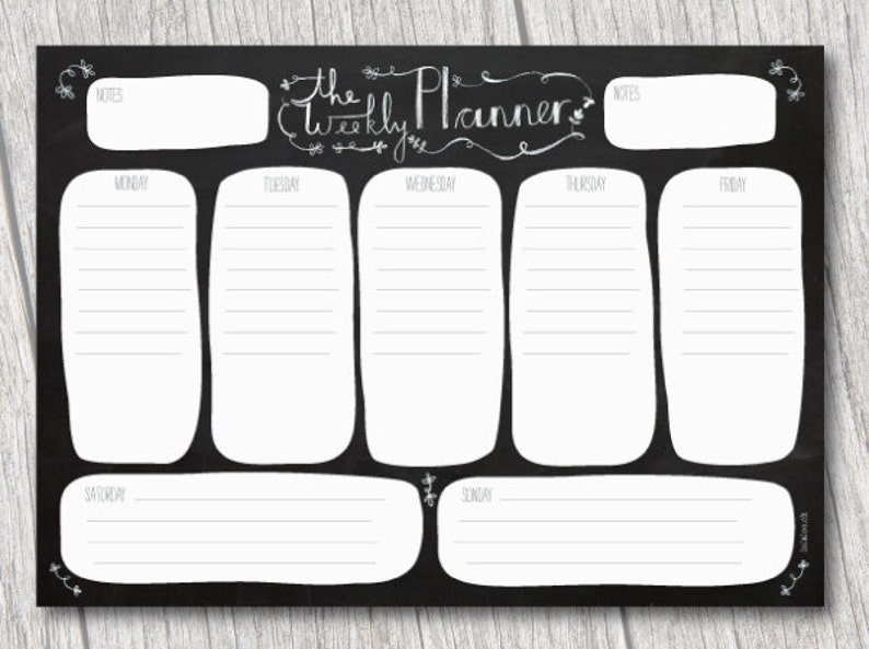 Printable Weekly Planner Chalkboard Hand Lettering Etsy