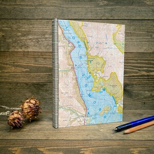 A5 travelers notebook handmade journal Scottish Map cover Loch Lomond