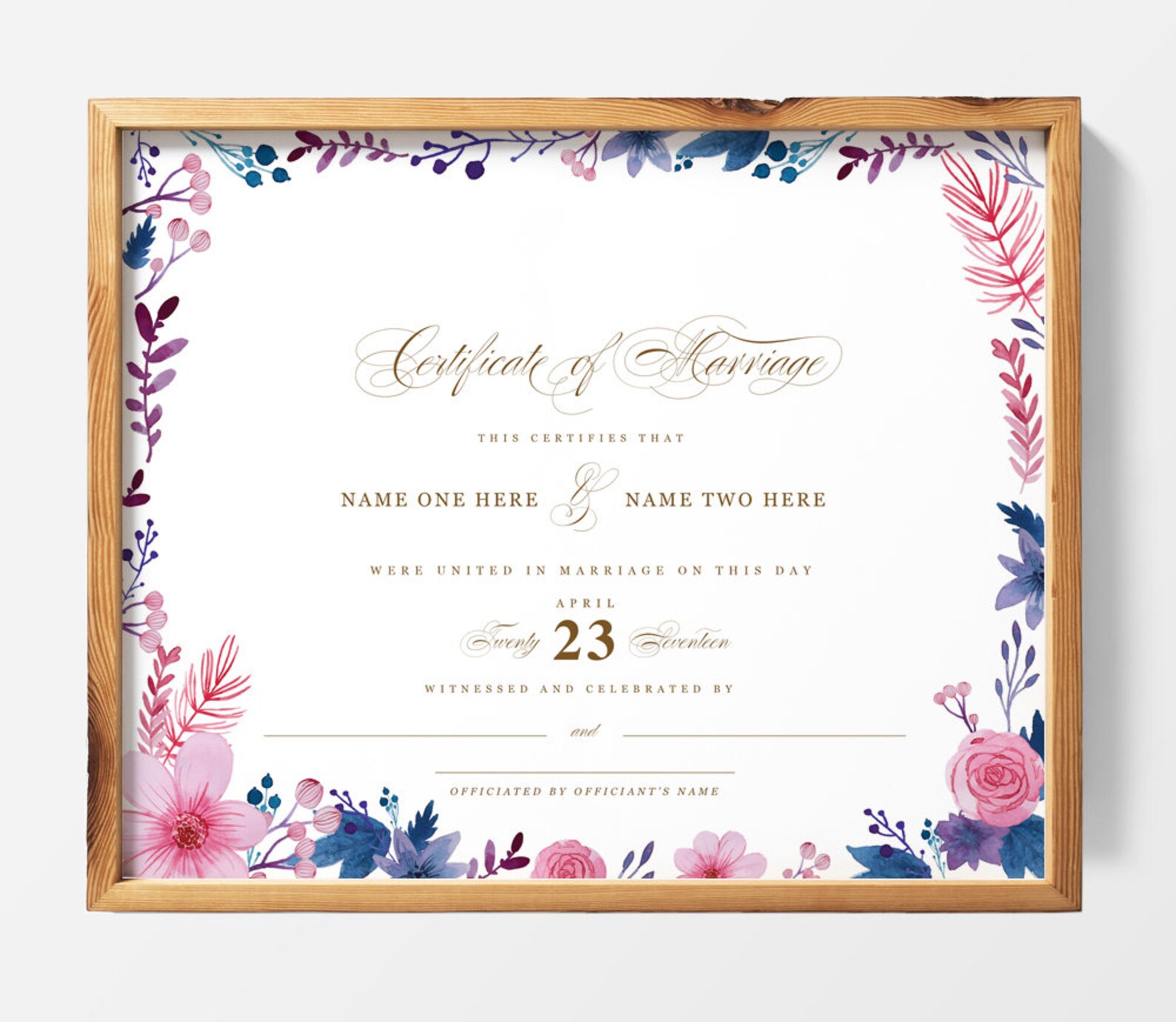 CERTIFICADO de matrimonio PRINTABLE / Personalizado, Archivo Digital ...