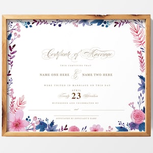 PRINTABLE |. Maßgeschneidertes Reifegeszett, Digitale Datei, Hochzeitszertifikat, Keepsake, Hochzeitsgeschenk, Amtsgeschenk, Quäker-Zertifikat