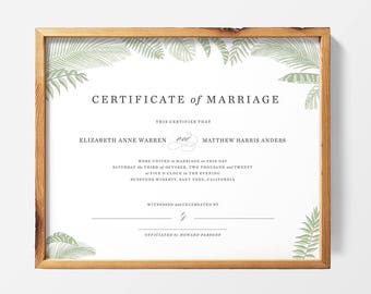 PRINTABLE | Customized Marriage Certificate, Digital File, Wedding Certificate, Keepsake, Wedding Gift, Officiant Gift, Quaker Certificate