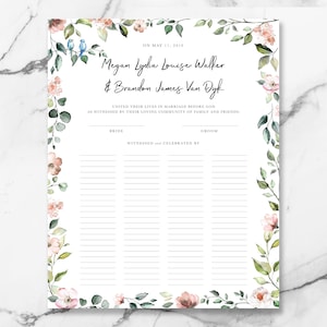 BEDRUCKT | Heiratsurkunde Hochzeitsurkunde - individueller Quäker Hochzeitsgast Print - Gästebuch Alternative