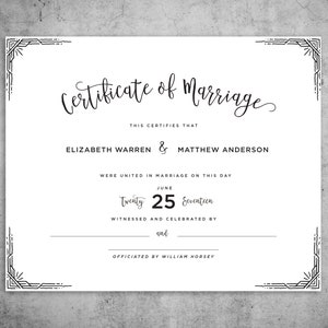 BEDRUCKT | Benutzerdefinierte Heiratsurkunde, Hochzeitszertifikat, Hochzeitsandenken, Hochzeitsgeschenk, Hochzeitsgeschenk, Quäker-Heiratszertifikat