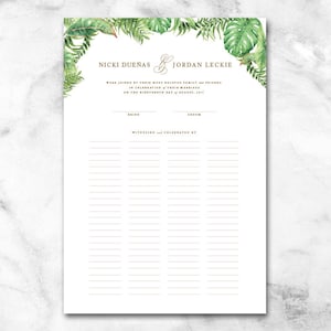BEDRUCKT | Heiratsurkunde Hochzeitsurkunde - Custom Quaker Hochzeit Gast Print - Gästebuch Alternative