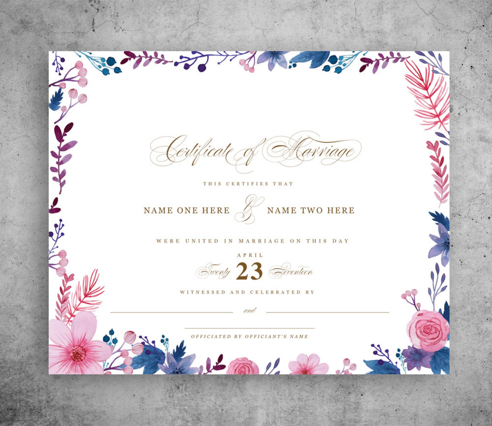 CERTIFICADO de matrimonio PRINTABLE / Personalizado, Archivo Digital ...