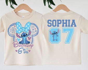 Disney Stitch Birthday Shirt, Custom Stitch Birthday Girl T-Shirt, Birthday Girl Sweatshirt, Birthday Party Sweater, Custom Age Toddler Tee