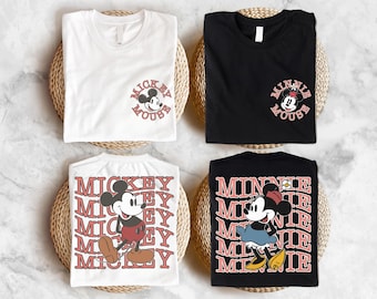 Retro Mickey And Mini Mouse Couple Shirt, Disney Trip Shirt, Mickey And Minnie Shirt, Disney Couple Shirt, Disney Valentine Shirts