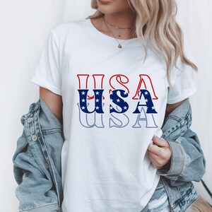 USA Retro Shirt Patriotic T-Shirt - Vintage American Flag Graphic Tee - 4th of July Outfit - Independence Day Gift - Red White Blue Top