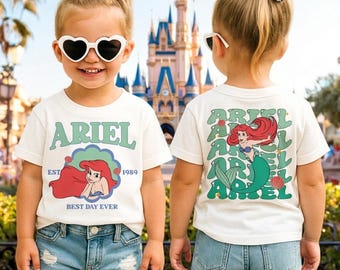 Disney Princess Ariel Shirt, Disney Mermaid Princess T-Shirt, Disney Girls Besties Tees, Disney Ariel Rapunzel Cinderella Belle Birthday Tee