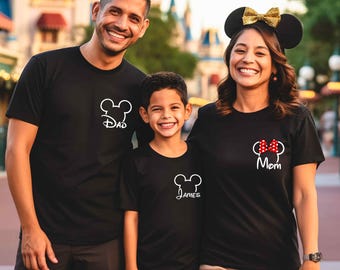 Camisetas Disney para mamá y papá, camisetas de vacaciones Disney, camiseta Mickey para papá, camiseta Minnie para mamá, camiseta familiar Disney, camisetas a juego de Minnie y Mickey.