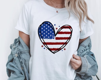USA Shirt - American Heart Flag 4th of July T-Shirt – American Flag Independence Day Graphic Tee – USA Freedom Shirt for Men & Women