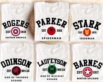 Camiseta de superhéroes de Marvel, camisetas a juego de los Vengadores, camiseta de Barton de Marvel, camiseta de Loki Stark de Strange Rogers de Marvel, camiseta de Friends de Marvel