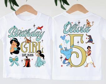 Camiseta de cumpleaños personalizada de Disney Jasmine, camiseta de cumpleaños de la princesa Disney Jasmine, camiseta de cumpleaños de Disney para niña, camiseta de Jasmine, camiseta de princesa personalizada