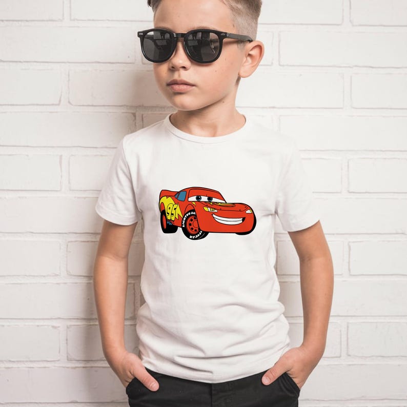 Boys Race Car T-Shirt - Kids Cartoon Car Tee - Lightning McQueen Birthday Shirt - Red Sports Car Tee for Boys - Gift for Car Lover Child image 5