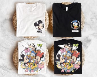 Retro Mickey Minnie Shirts, Disney Family Vacation Tees, Custom Disney Trip Shirt, Checkered Mickey Shirt, Disney All Characters Shirt