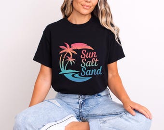 Beach Life Shirt, Sun Salt Sand Shirt, Sun Salt Sand Tee, Beach Lover Gift, Summer Apparel, Beachy Palm Tree Apparel, Sun Salt Sand Palm