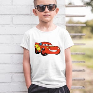 Boys Race Car T-Shirt - Kids Cartoon Car Tee - Lightning McQueen Birthday Shirt - Red Sports Car Tee for Boys - Gift for Car Lover Child image 2