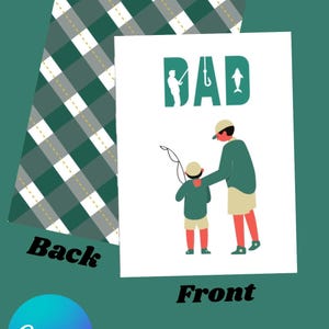 Carte de pêche pour la fête des pères | Carte imprimable pour papa | Jolie carte pliable pour la fête des pères | Téléchargement numérique