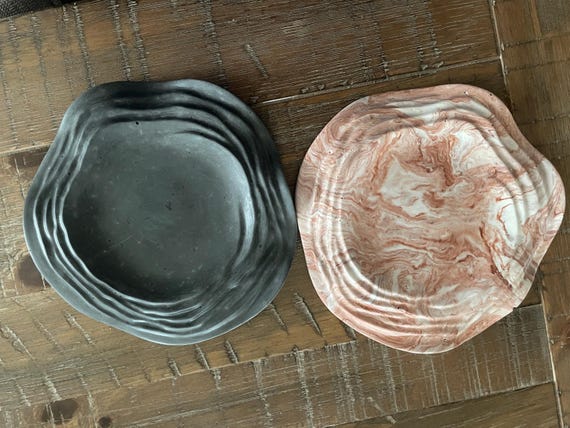 Handcrafted gypsum circular trays 8”