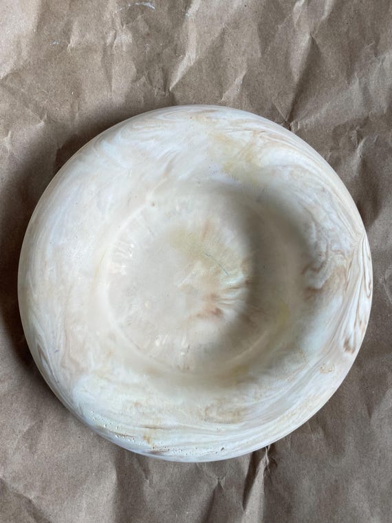 Handcrafted gypsum circular bowl, 6”