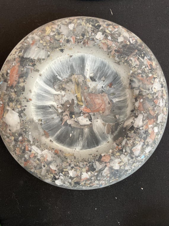 Handcrafted gypsum circular bowl, 6”