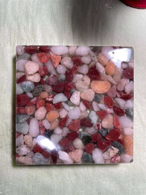 Handcrafted square pebble resin soap dish