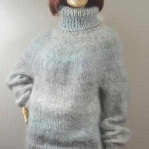 Alpaca and mohair turtleneck sweater with shadows-unisex-L
