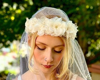 Bridal Halo/Flower Crown -  Babies Breath and Blooms. The Wren - Made to Order.