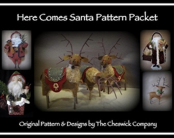 PDF DOWNLOAD DIY "Here Comes Santa" Pattern Packet by cheswickcompany