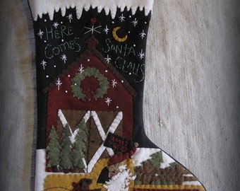 Made to Order** FINISHED PIECE Here Comes Santa Claus Stocking by cheswickcompany