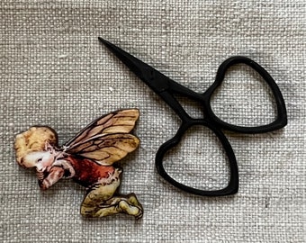 LAST ONE - Little Heart Embroidery Scissors and Fairy Needle Minder by cheswickcompany