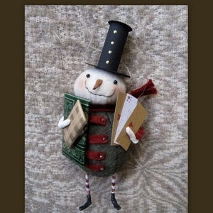 PDF DOWNLOAD DIY Primitive Folk Art Snowman Postman Ornament Pattern by cheswickcompany image 2