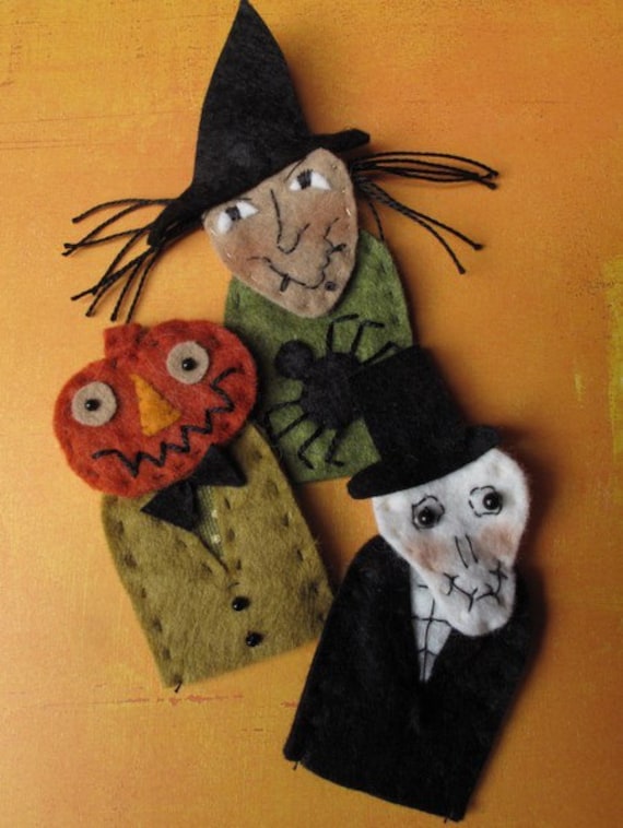 Spooky Finger Puppets E PATTERN by cheswickcompany | Etsy