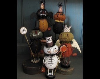 PDF DOWNLOAD DIY Primitive Folk Art Halloween Trick or Treaters Pattern by cheswickcompany