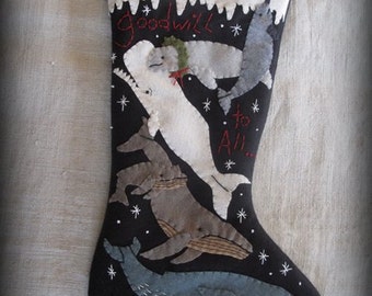 PDF DOWNLOAD DIY Goodwill to All Christmas Stocking Pattern by cheswickcompany