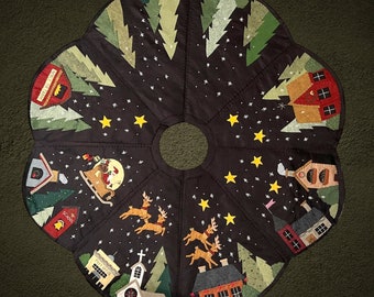 DIY KIT - Up on the Rooftop Christmas Tree Skirt - 48" in Diameter by cheswickcompany USA