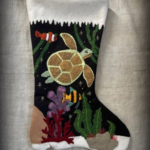 DIY KIT or PATTERN - Christmas in the Coral Reef Stocking by cheswickcompany