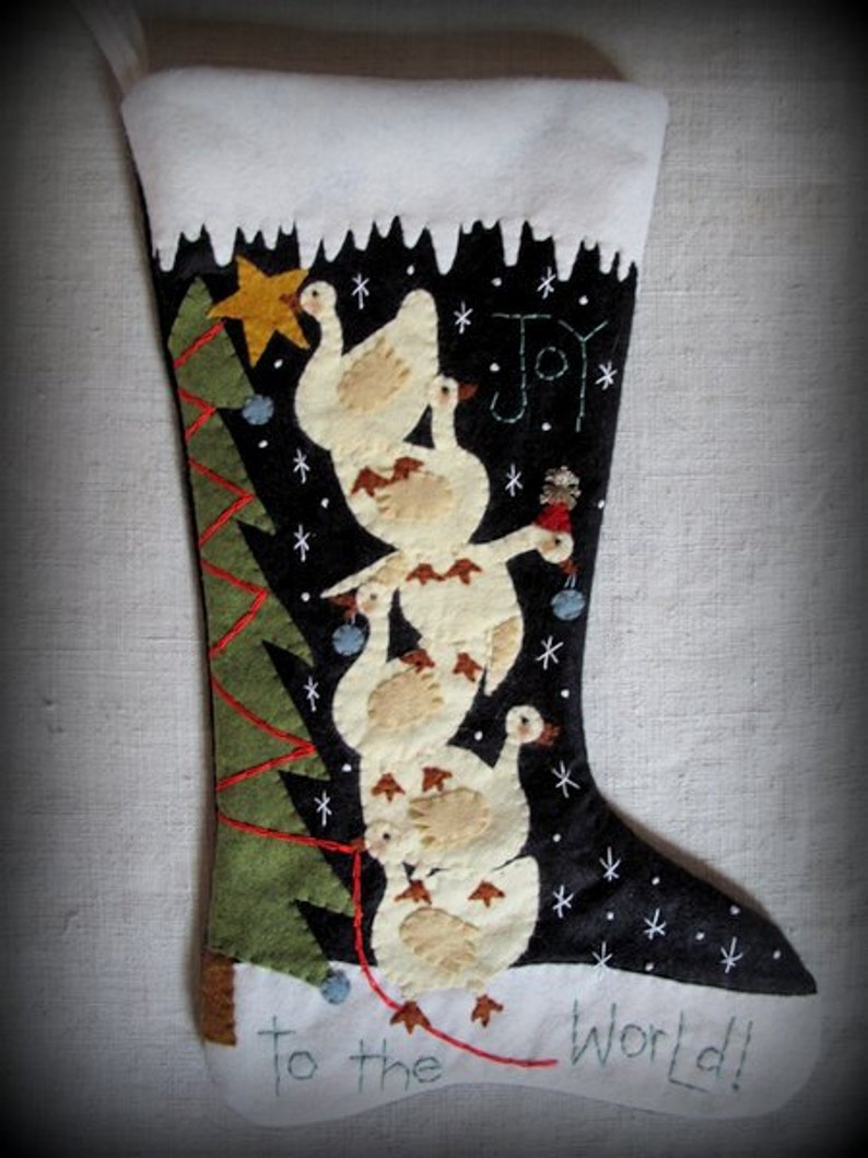 DIY KIT or PATTERN Joy to the World Christmas Stocking by cheswickcompany image 1