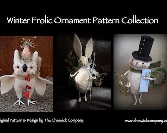 MAILABLE "Winter Frolic Ornament Collection" PATTERN PACKET by cheswickcompany