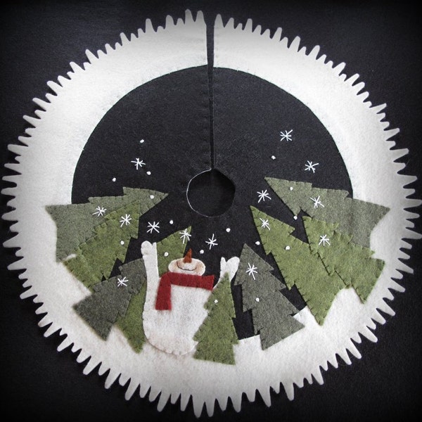 PDF DOWNLOAD DIY - Let it Snow Tabletop Tree Skirt Pattern- 17" across-  by cheswickcompany