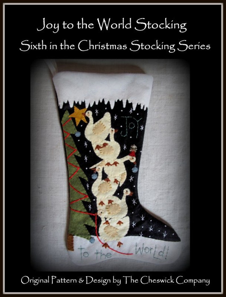 DIY KIT or PATTERN Joy to the World Christmas Stocking by cheswickcompany image 2