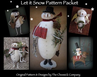 PDF Download DIY "Let it Snow Snowmen" Pattern Packet by cheswickcompany