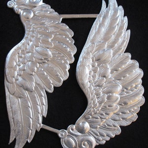 TWO PAIRS - Large SILVER Dresden Angel Wings by cheswickcompany