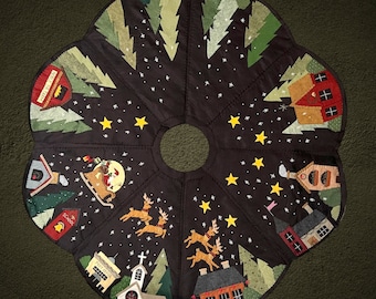 DIY PATTERN - 48" Up On the Rooftop Christmas Tree Skirt- by cheswickcompany