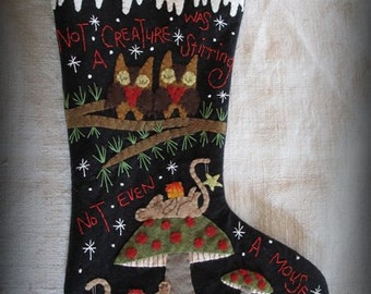 DIY KIT or PATTERN - Not A Creature Was Stirring Christmas Stocking by cheswickcompany