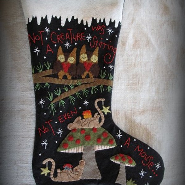 DIY KIT or PATTERN - Not A Creature Was Stirring Christmas Stocking by cheswickcompany