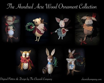 PDF DOWNLOAD DIY "Hundred Acre Wood Ornament Collection" Pattern Packet for all 7 ornaments by cheswickcompany