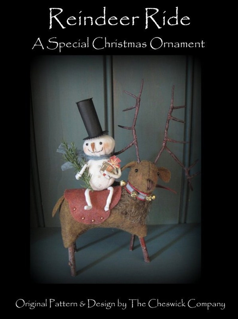 PDF DOWNLOAD DIY Reindeer Ride Ornament Pattern by cheswickcompany image 1