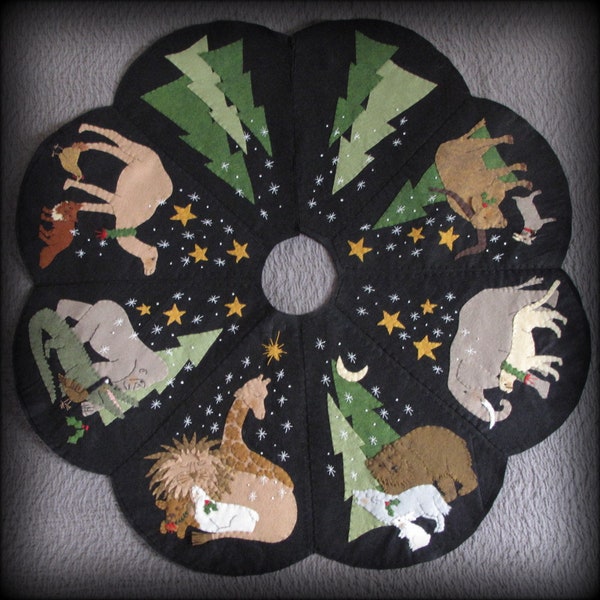 DIY PATTERN - 36" Christmas Tree Skirt - In the Kingdom of Peace by cheswickcompany