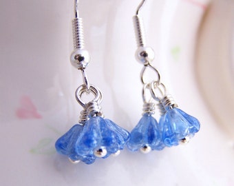 Tiny Blue Flower Earrings inspired by the Flower Fairies dancing in the sky.